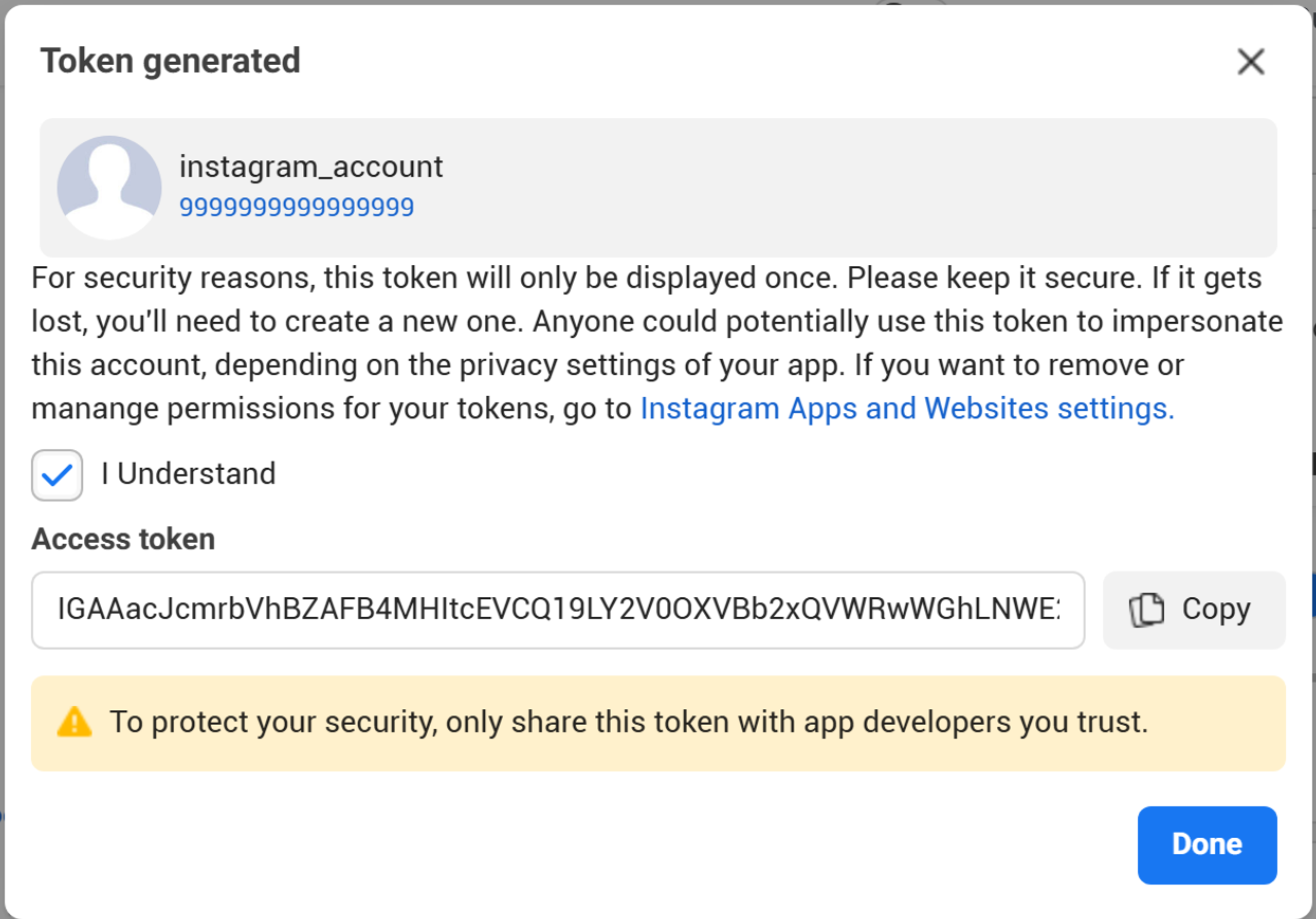 Confirmation to copy token