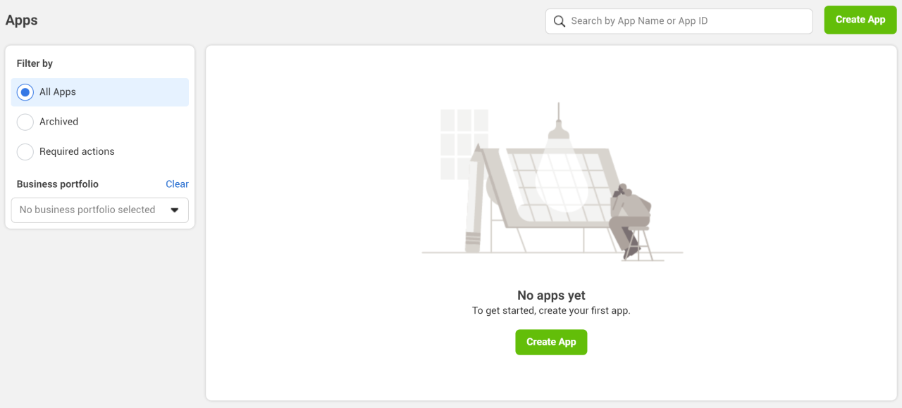Create App button highlighted