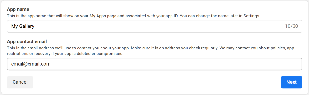 Form to enter app name