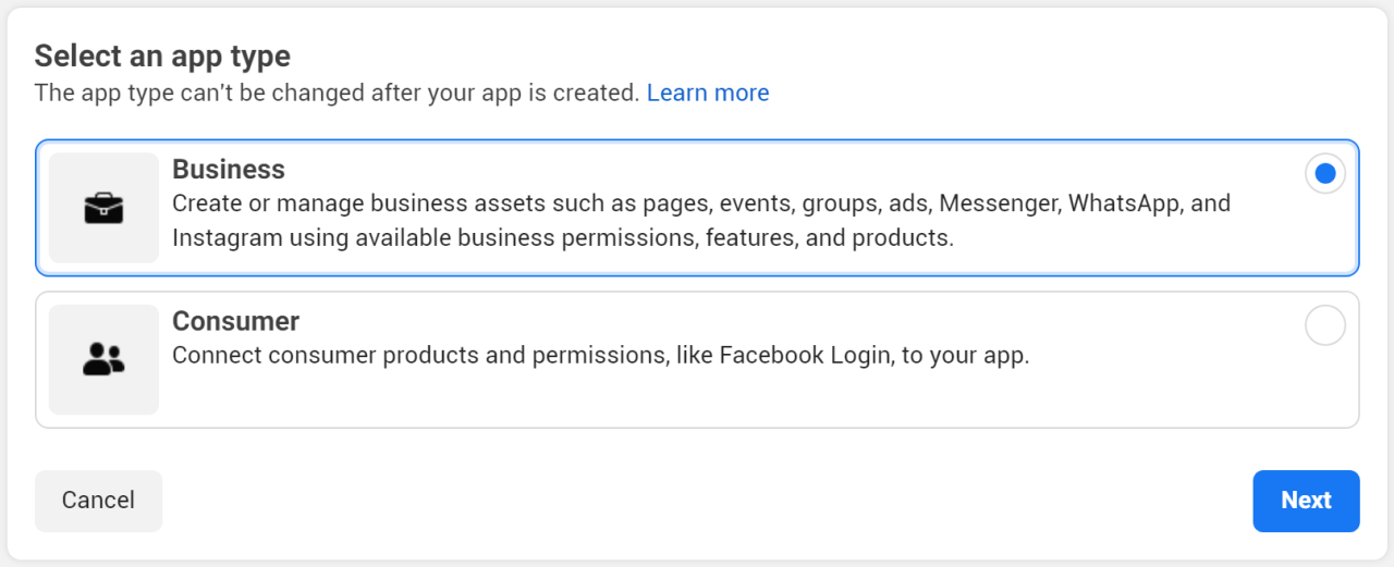 Select Business option
