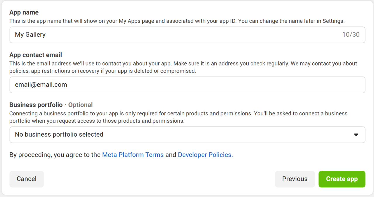Review app information before creating